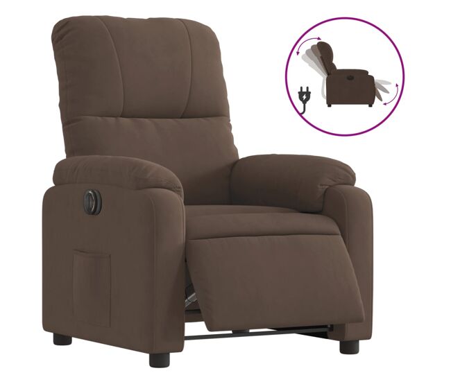 Vidaxl sillón reclinable eléctrico tela de microfibra marrón