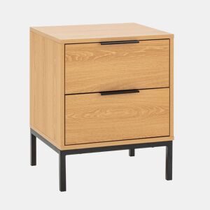 Mesa de cabeceira Auri 2 gavetas cor Carvalho