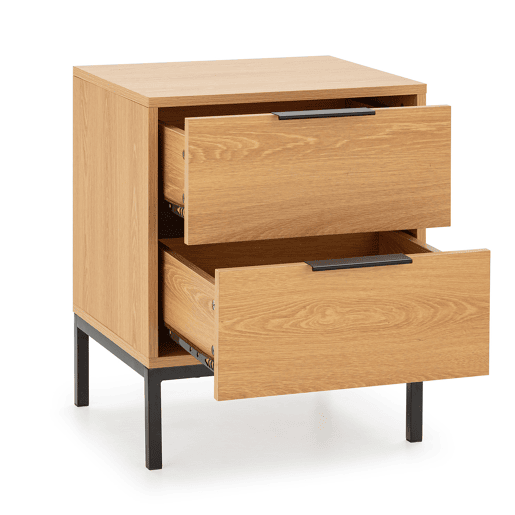 Mesa de cabeceira Auri 2 gavetas cor Carvalho