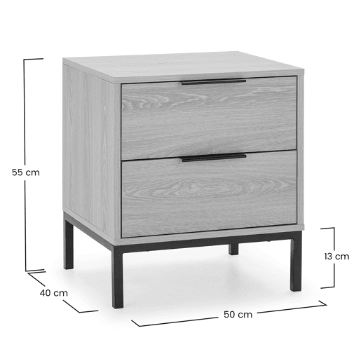 Mesa de cabeceira Auri 2 gavetas cor Carvalho