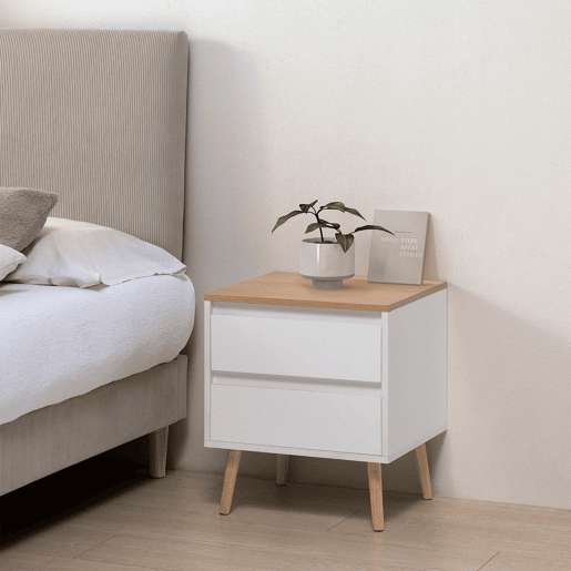 Mesa de cabeceira Desi 2 gavetas cor Branco