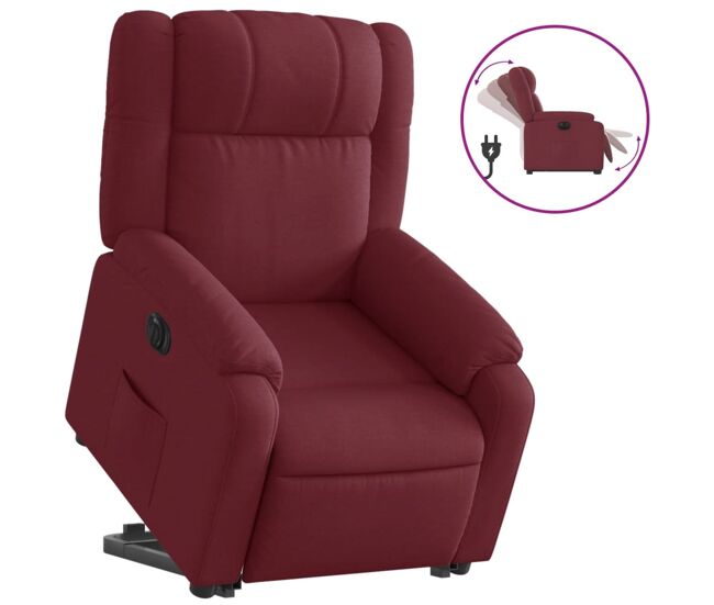 Vidaxl sillón eléctrico reclinable elevable de tela rojo tinto