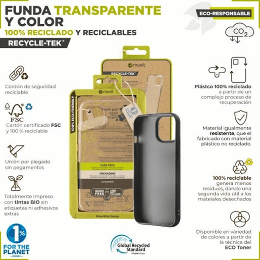Capa para Telemóvel Muvit iPhone 15 Pro Preto Apple Capa para Telemóvel Muvit iPhone 15 Pro Preto Apple