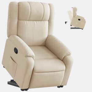 vidaXL Poltrona reclinável elevatória tecido cor creme