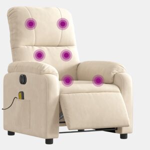 vidaXL Poltrona massagens reclinável elétrica tecido microfibra bege