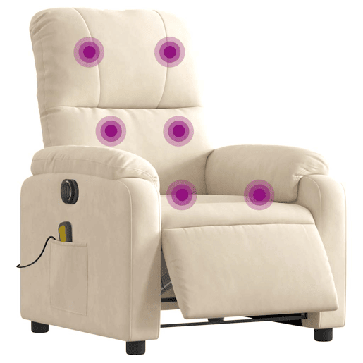 vidaXL Poltrona massagens reclinável elétrica tecido microfibra bege vidaXL Poltrona massagens reclinável elétrica tecido microfibra bege