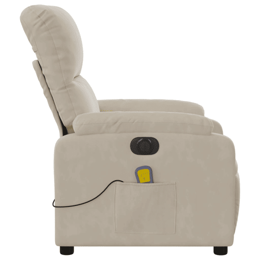 vidaXL Poltrona massagens reclinável elétrica tecido microfibra bege vidaXL Poltrona massagens reclinável elétrica tecido microfibra bege