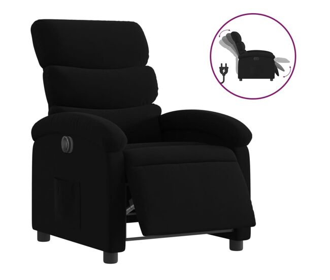 Vidaxl sillón reclinable eléctrico de tela negro