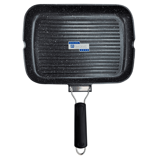 Briebe GP1160 Frigideira de Grelha Indução, Antiaderente em Titânio, 34x24 cm, Alumínio Fundido sem PFOA, Cabo Dobrável, ,