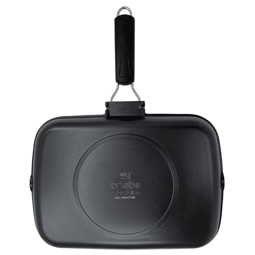 Briebe GP1160 Frigideira de Grelha Indução, Antiaderente em Titânio, 34x24 cm, Alumínio Fundido sem PFOA, Cabo Dobrável, ,