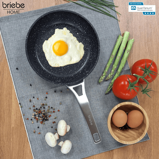 Briebe Black Titanium Conjunto de 3 Frigideiras Indução Antiaderentes Titânio 18-20-24cm, Alumínio Forjado sem PFOA, , Preto