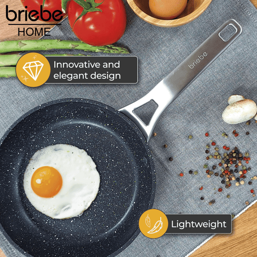 Briebe Black Titanium Conjunto de 3 Frigideiras Indução Antiaderentes Titânio 18-20-24cm, Alumínio Forjado sem PFOA, , Preto