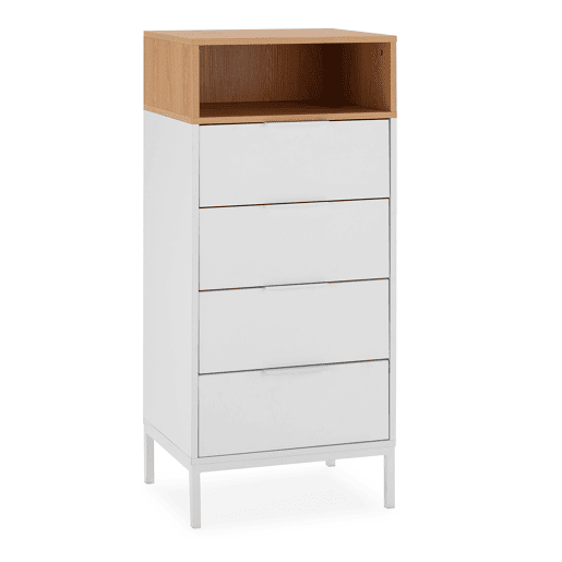 Cômoda alta Nieve 4 gavetas cor Branco