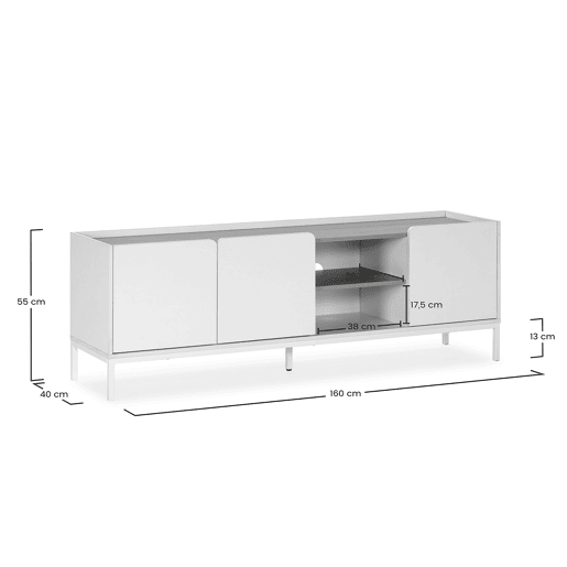Móvel tv Curva 3 portas cor Branco
