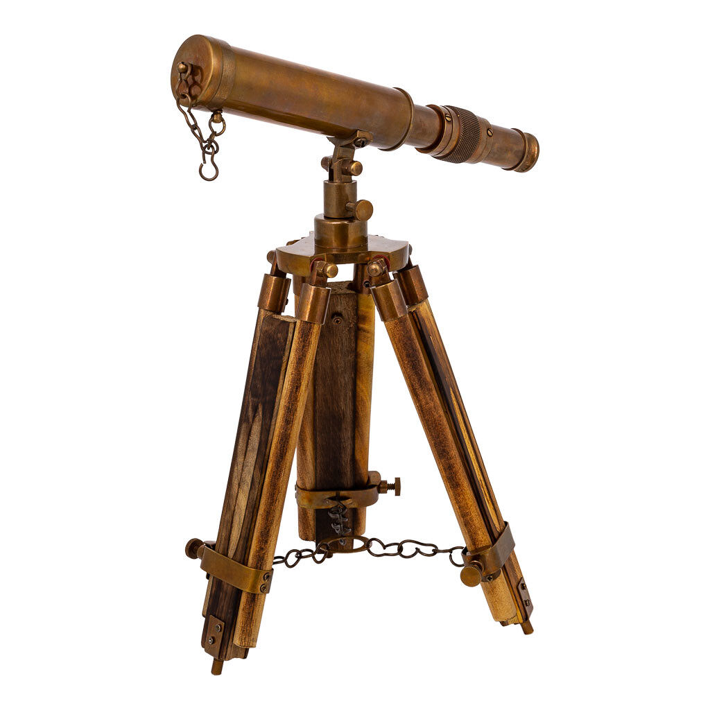 Telescopio con tripode de madera y metal