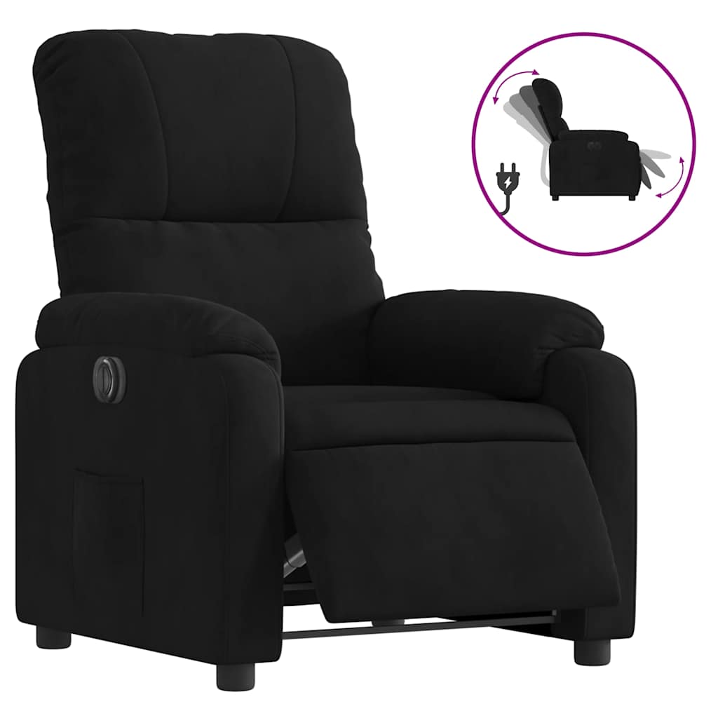 Vidaxl sillón reclinable eléctrico tela de microfibra negro