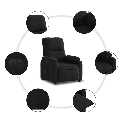 vidaXL Poltrona reclinável elétrica tecido de microfibra preto