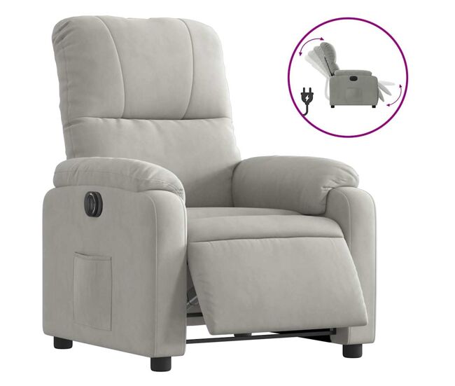 Vidaxl sillón reclinable eléctrico tela de microfibra gris claro