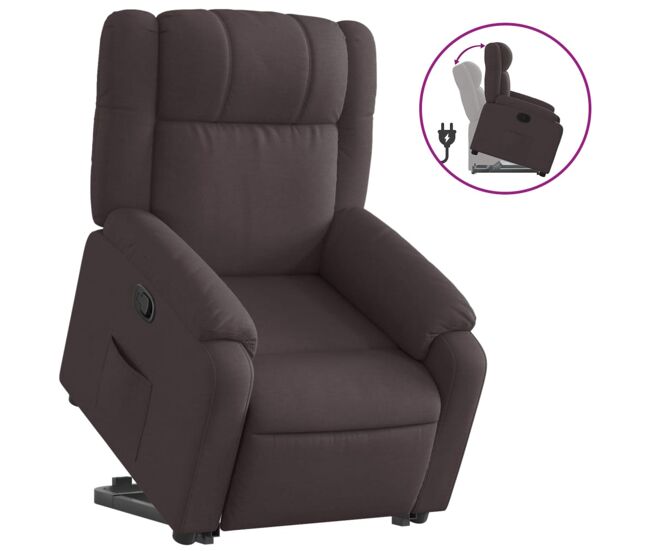 Vidaxl sillón reclinable elevable tela marrón oscuro