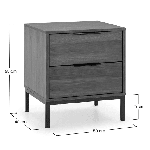 Mesa de cabeceira Auri 2 gavetas cor Nogueira Mesa de cabeceira Auri 2 gavetas cor Nogueira
