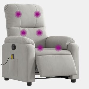 vidaXL Poltrona massagens reclinável elétrica microfibra cinza-claro