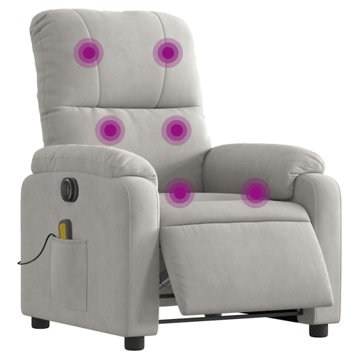 vidaXL Poltrona massagens reclinável elétrica microfibra cinza-claro vidaXL Poltrona massagens reclinável elétrica microfibra cinza-claro