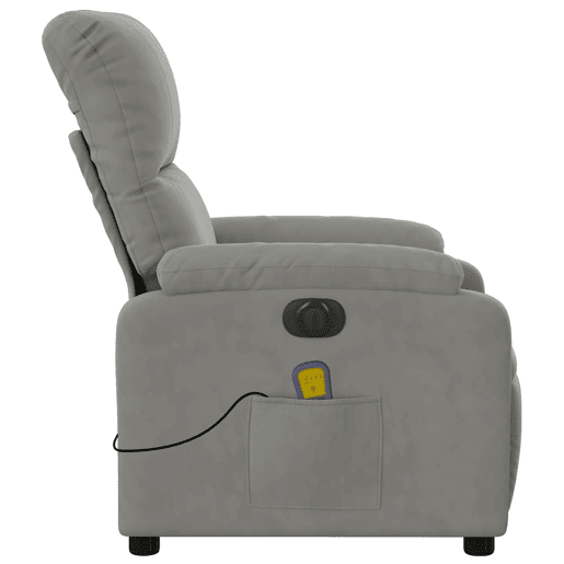 vidaXL Poltrona massagens reclinável elétrica microfibra cinza-claro vidaXL Poltrona massagens reclinável elétrica microfibra cinza-claro