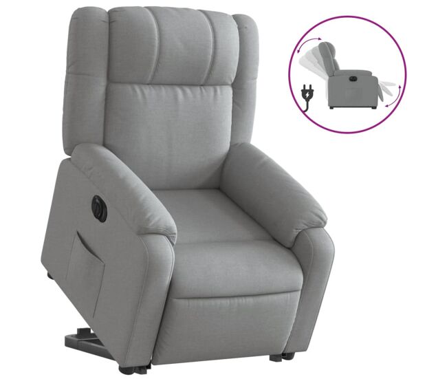 Vidaxl sillón eléctrico reclinable elevable de tela gris claro