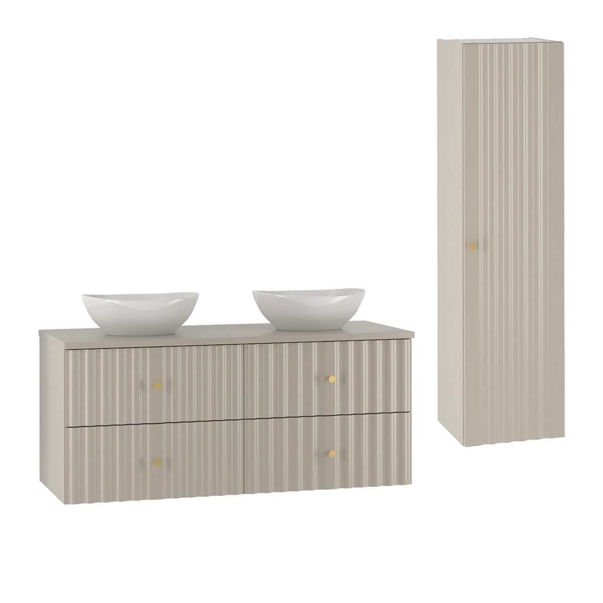 Conjunto de muebles con doble lavabo 120cm y columna izae cachemira