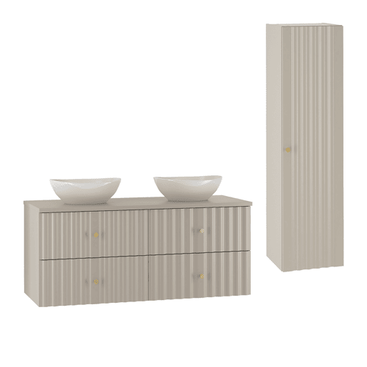 Conjunto móvel duplo lavatório 120cm e coluna Izae Caxemira