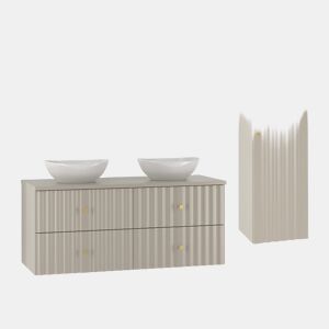 Conjunto móvel duplo lavatório 120cm e coluna Izae Caxemira