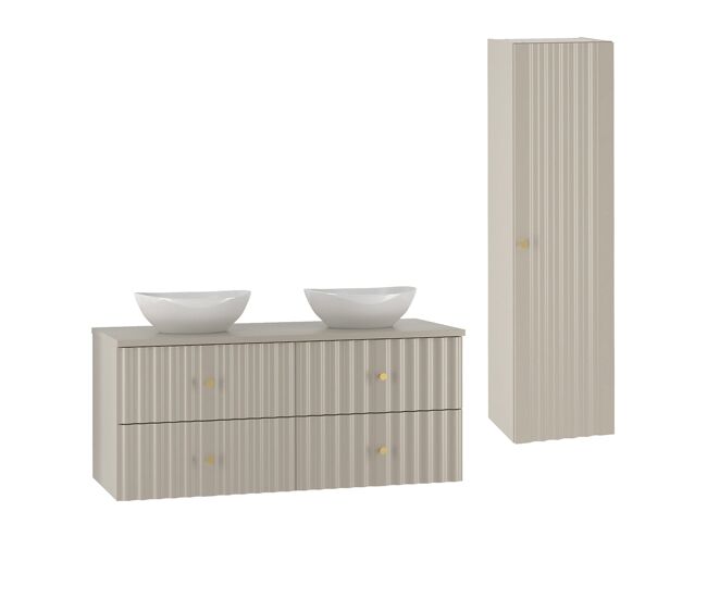 Conjunto de muebles con doble lavabo 120cm y columna izae cachemira