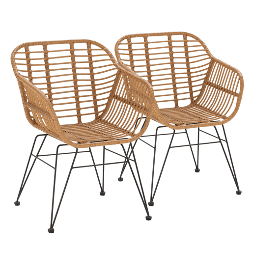 Pack de 2 cadeiras de jantar ou de jardim Elda RatanPreto