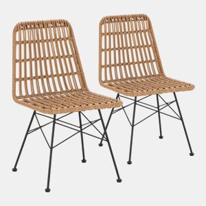 Pack de 2 cadeiras de jantar ou de jardim Aitana RatanPreto