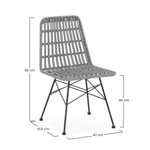 Pack de 2 cadeiras de jantar ou de jardim Aitana RatanPreto