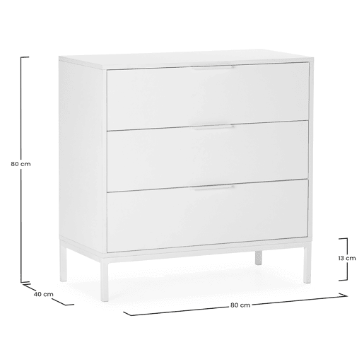 Cômoda Auri 3 gavetas cor Branco
