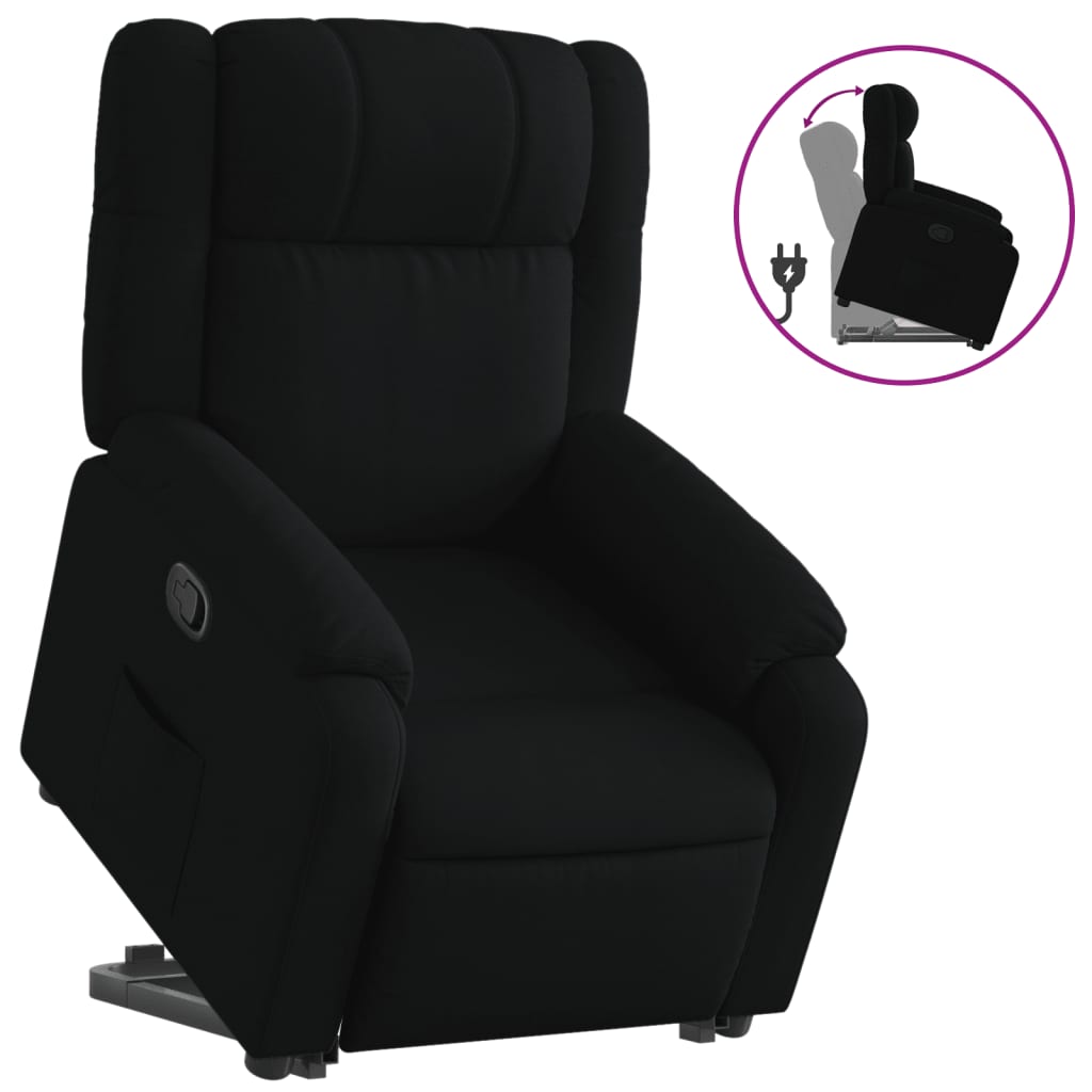 Vidaxl sillón reclinable elevable tela negro