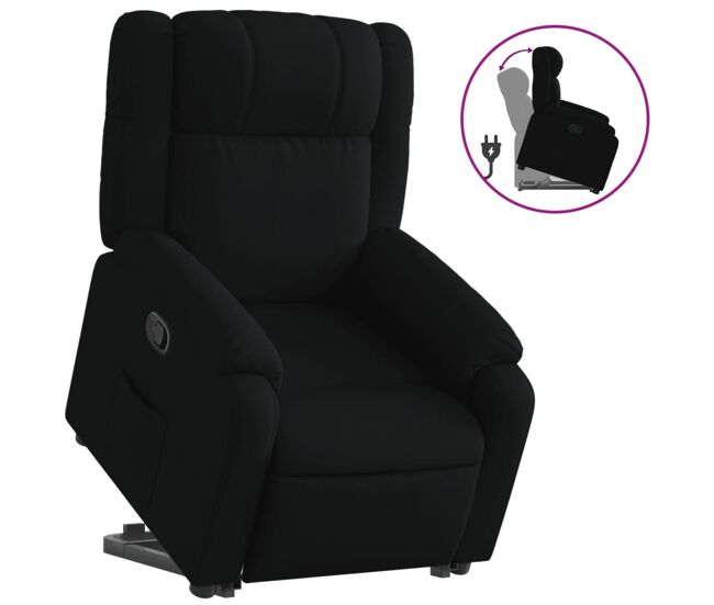 Vidaxl sillón reclinable elevable tela negro