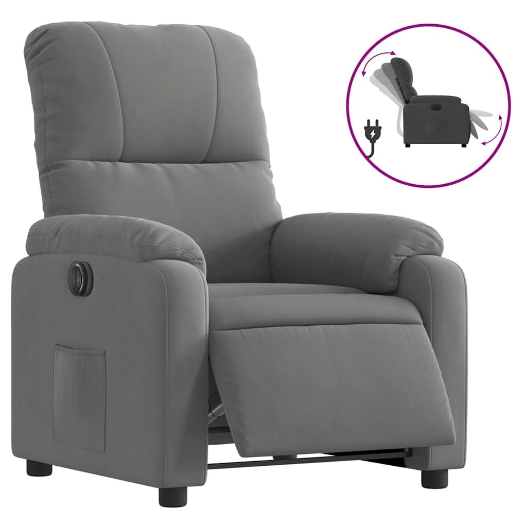 Vidaxl sillón reclinable eléctrico tela de microfibra gris oscuro