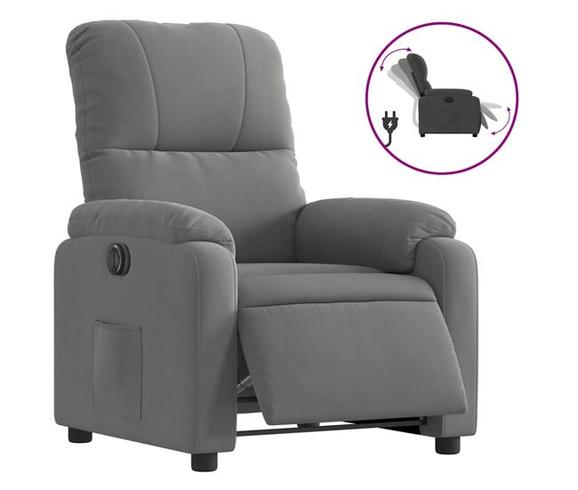 Vidaxl sillón reclinable eléctrico tela de microfibra gris oscuro