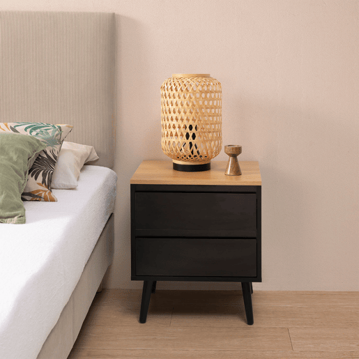 Mesa de cabeceira Desi 2 gavetas cor Preto
