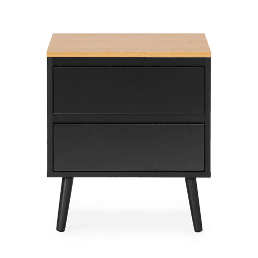 Mesa de cabeceira Desi 2 gavetas cor Preto
