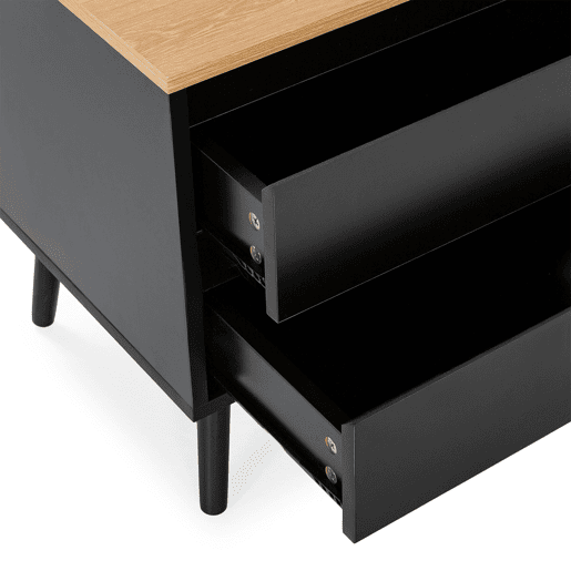 Mesa de cabeceira Desi 2 gavetas cor Preto