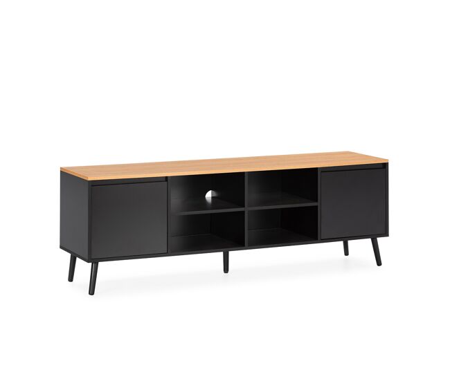 Mueble tv desi 2 puertas color negro