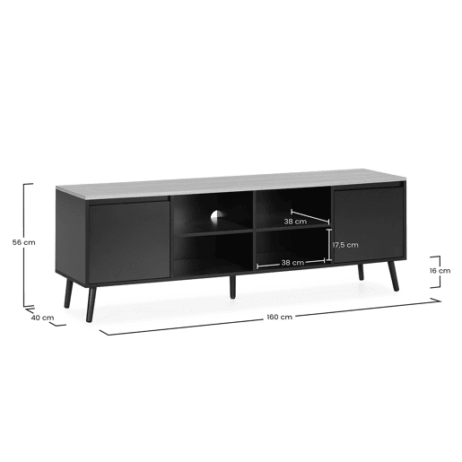Móvel Tv Desi 2 portas cor Preto
