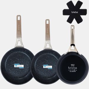 Briebe Black Titanium Conjunto de 3 Frigideiras Indução Antiaderentes Titânio 20-24-28cm, Alumínio Forjado sem PFOA, , Preto