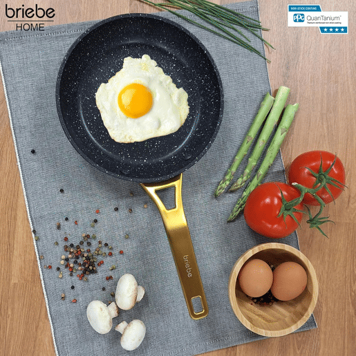 Briebe Gold Titanium Conjunto de 3 Frigideiras Indução Antiaderentes Titânio 18-20-24cm, Alumínio Forjado sem PFOA, , Preto