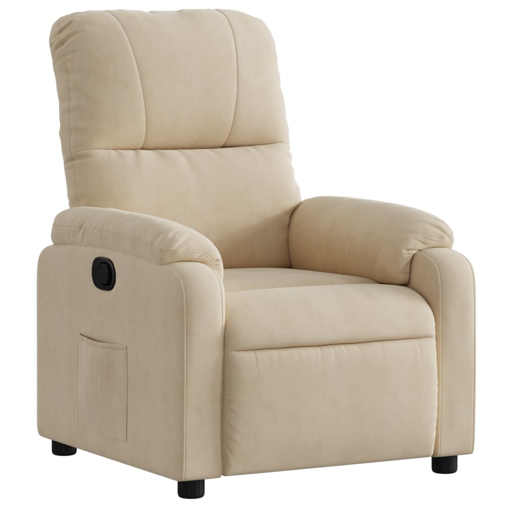 Vidaxl sillón reclinable tela de microfibra color crema