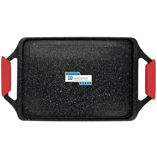 Briebe Black Titanium Grelhador para Cozinha Indução, Antiaderente de Titânio sem PFOA, Alumínio Fundido 43x25cm, , Preto