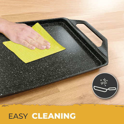 Briebe Black Titanium Grelhador para Cozinha Indução, Antiaderente de Titânio sem PFOA, Alumínio Fundido 43x25cm, , Preto